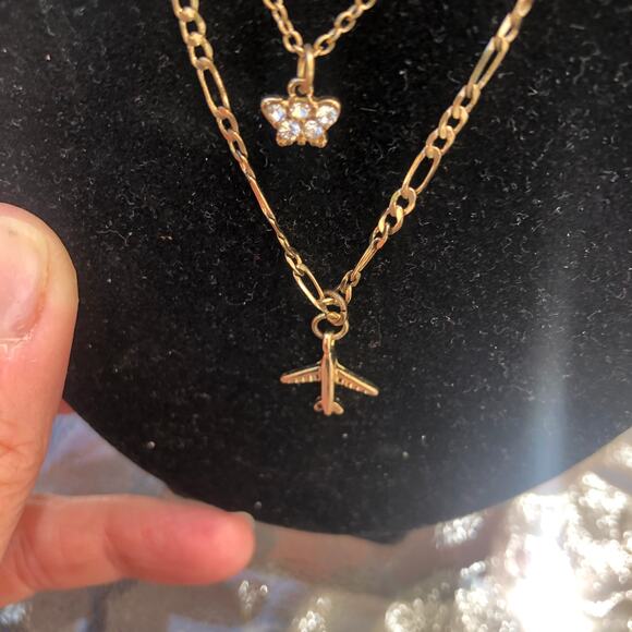 Romwe Women's Airplane Décor Gold Tone Layered Chain Necklace - Picture 7 of 8